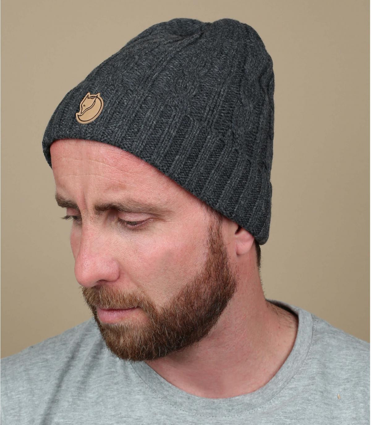 Umschlag Mütze grau Fjällräven Braided Knit dark grey Umschlag Mütze grau Fjällräven Braided Knit dark grey